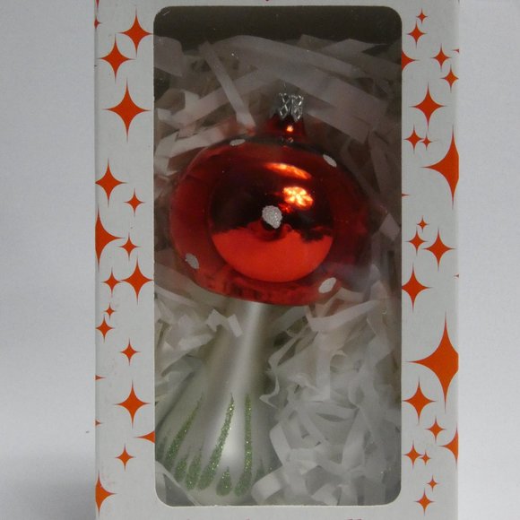 POLISH GALLERY Christmas Ornament Classic Red Mushroom, Mouth Blown 6" Glass - Picture 5 of 5